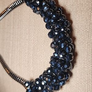 Vintage Cluster of Midnight Blue Beads Short Necklace